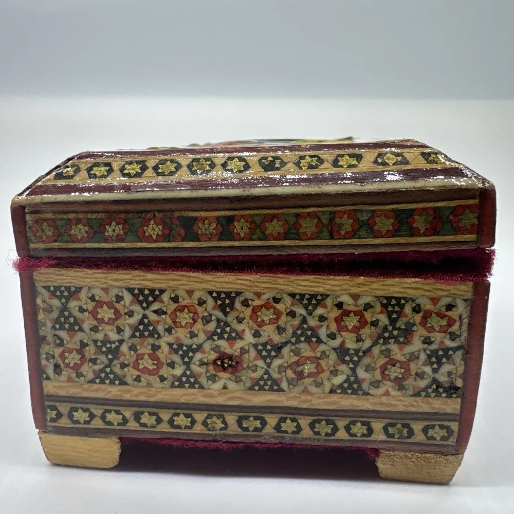 Persian Khatam Wooden Trinket Box  Hand Made-Damaged